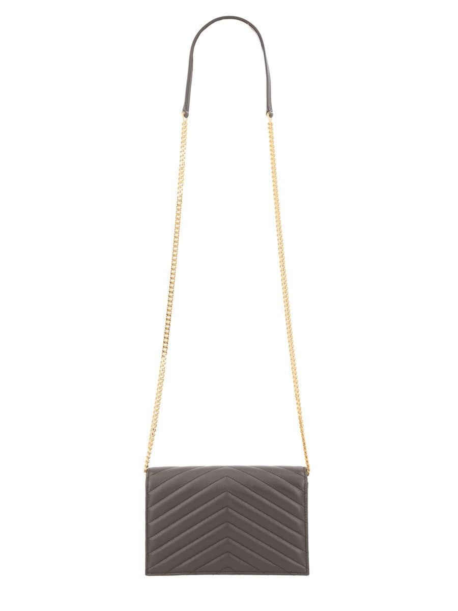 Saint Laurent Women's Portafoglio Con Catena Envelope Cassandre Grey
