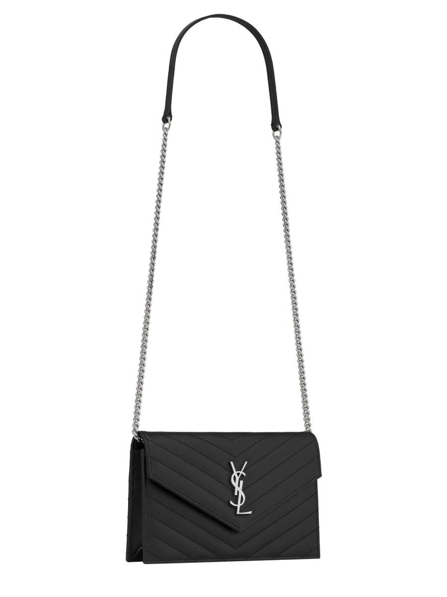 Saint Laurent Women's Wallet with Chain Envelope Cassandre Black, view 3