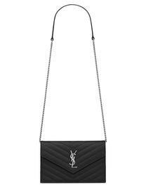 Saint Laurent Women's Wallet with Chain Envelope Cassandre Black