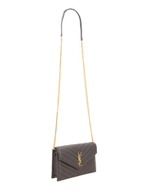 Saint Laurent Women's Portafoglio Con Catena Envelope Cassandre Grey