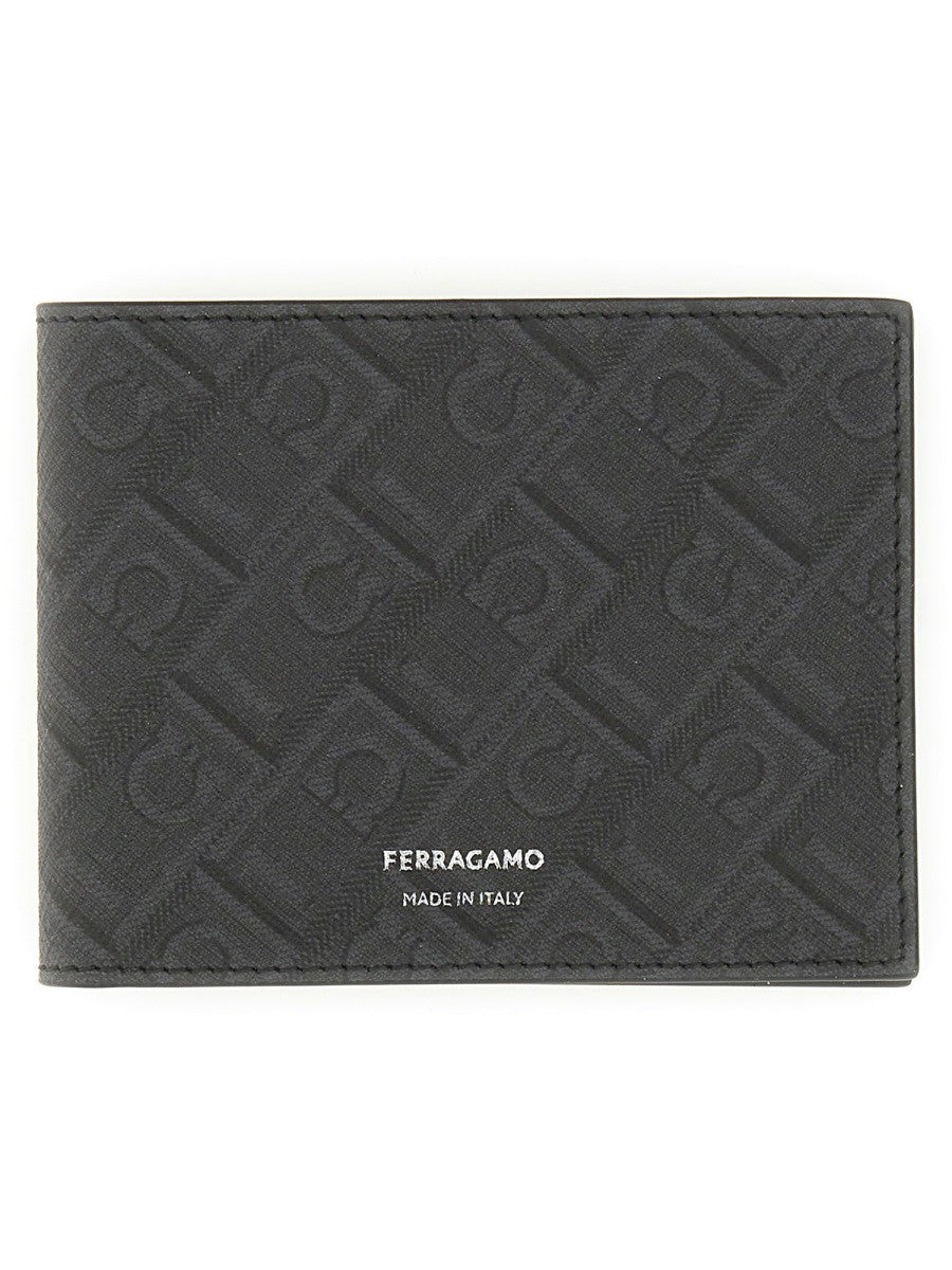 Ferragamo Men's Portafoglio Con Monogram Black