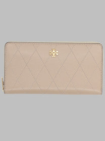 Tory Burch Women's Portafoglio Continental Trapuntato Charlie Beige
