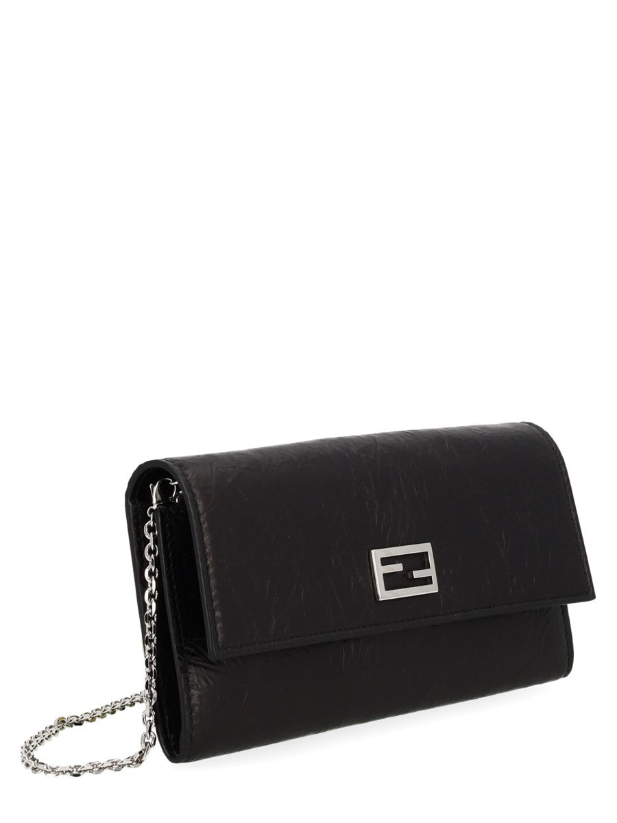 Fendi Women's Continental Tube Wallet with Chain Black, view 3