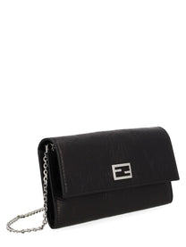 Fendi Women's Continental Tube Wallet with Chain Black, view 3