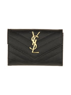 Saint Laurent Women's Envelope Cassandre Small Wallet Black