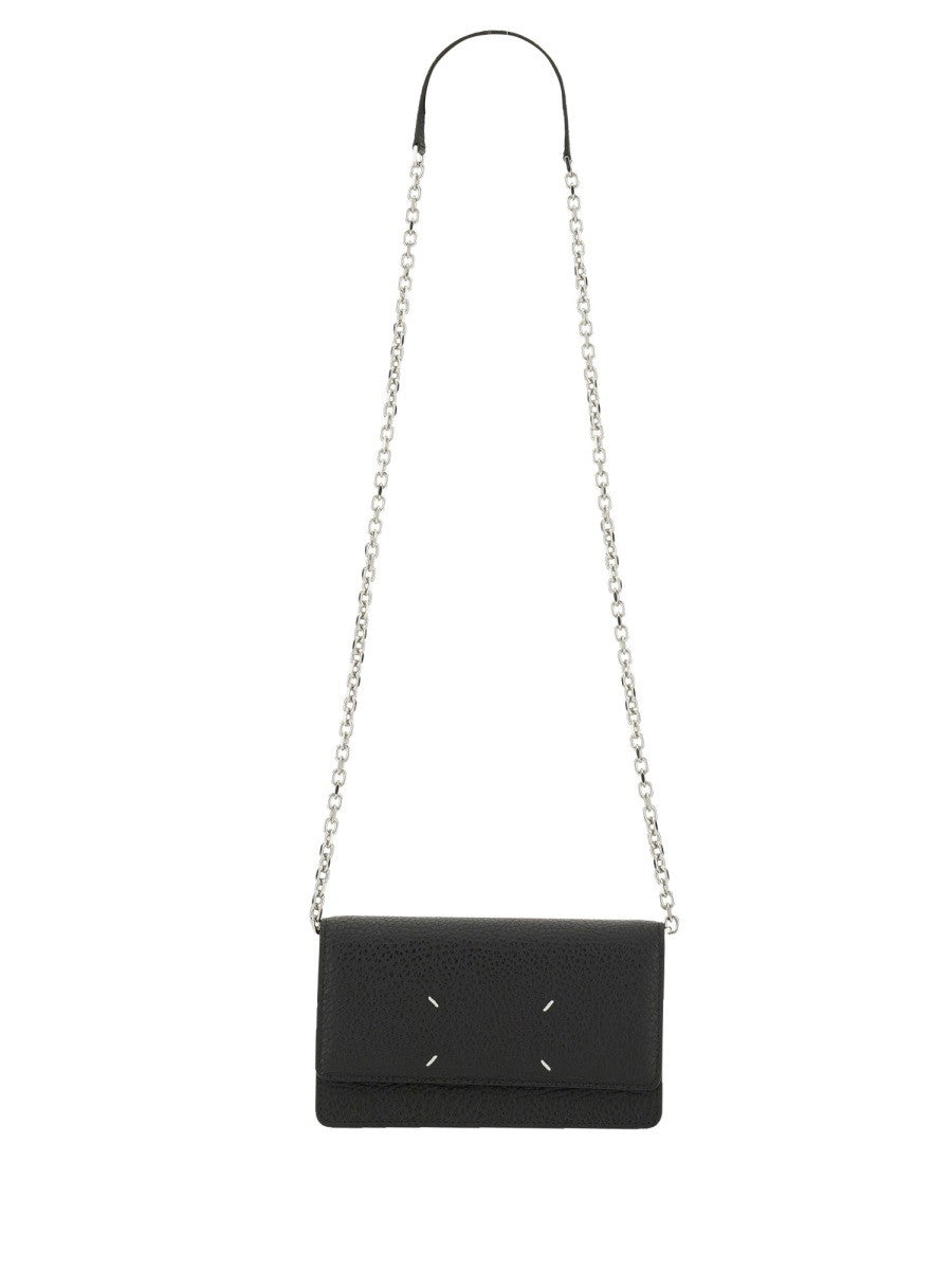 Maison Margiela Unisex Portafoglio Four Stitches Con Catena Black