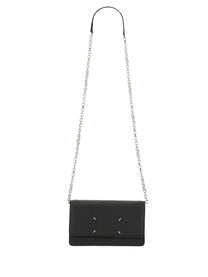 Maison Margiela Unisex Portafoglio Four Stitches Con Catena Black