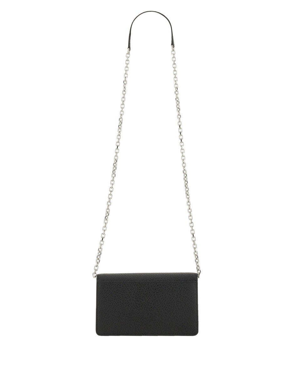 Maison Margiela Unisex Portafoglio Four Stitches Con Catena Black