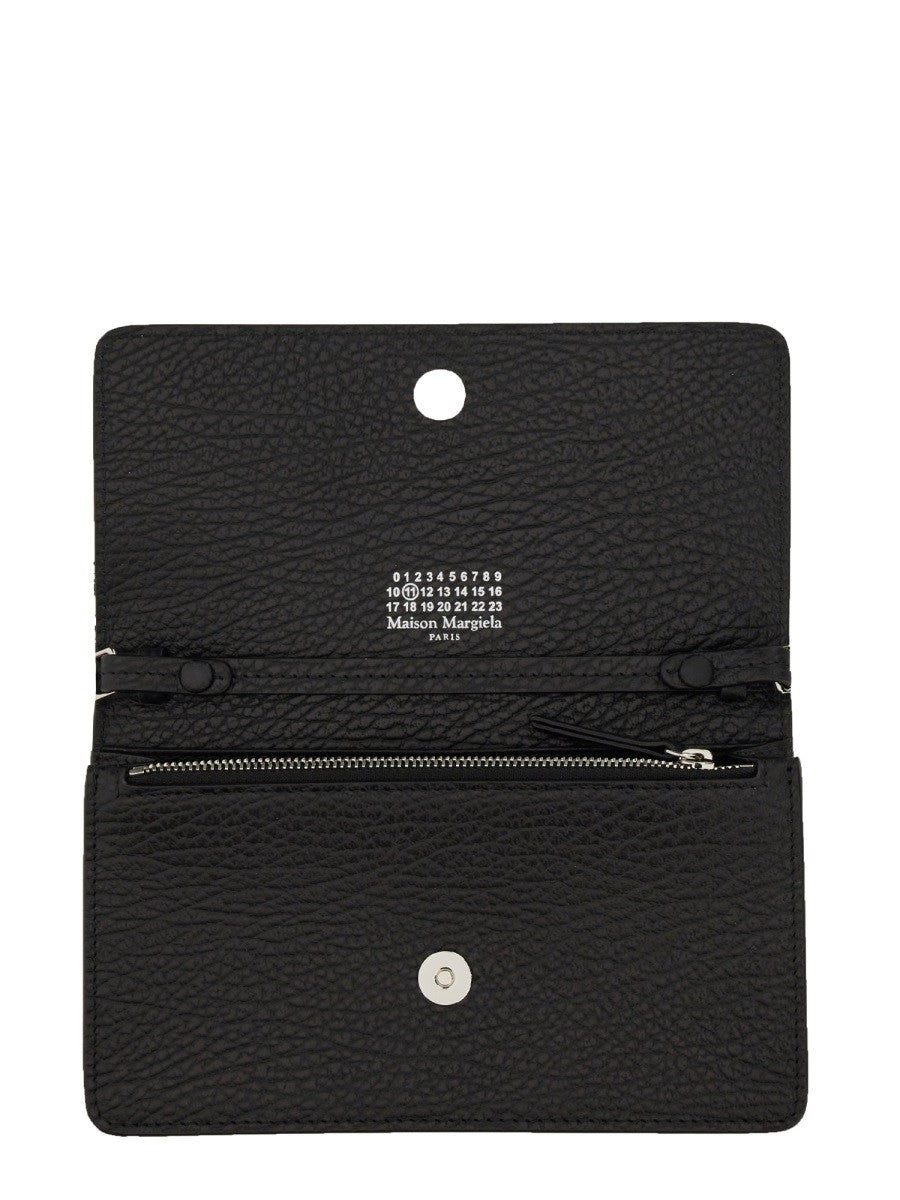 Maison Margiela Unisex Portafoglio Four Stitches Con Catena Black