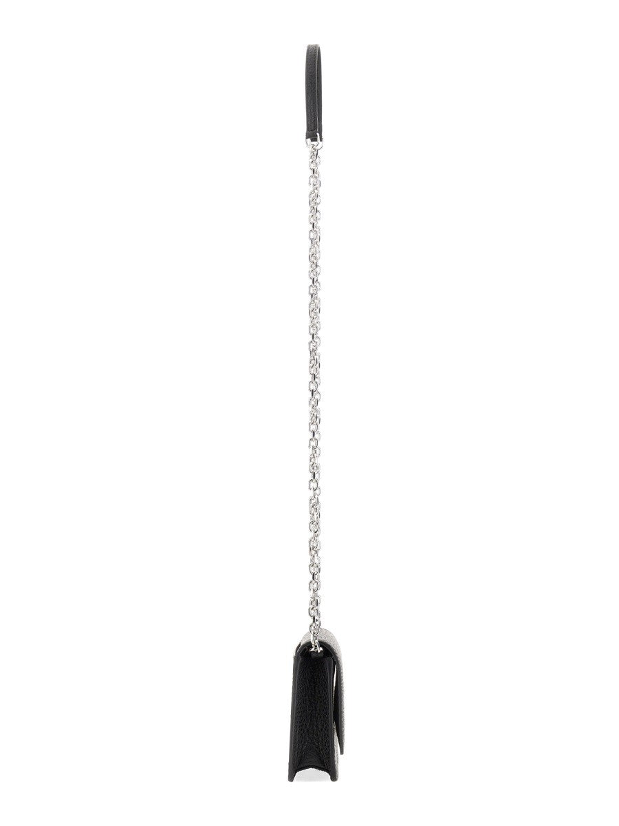 Maison Margiela Unisex Portafoglio Four Stitches Con Catena Black