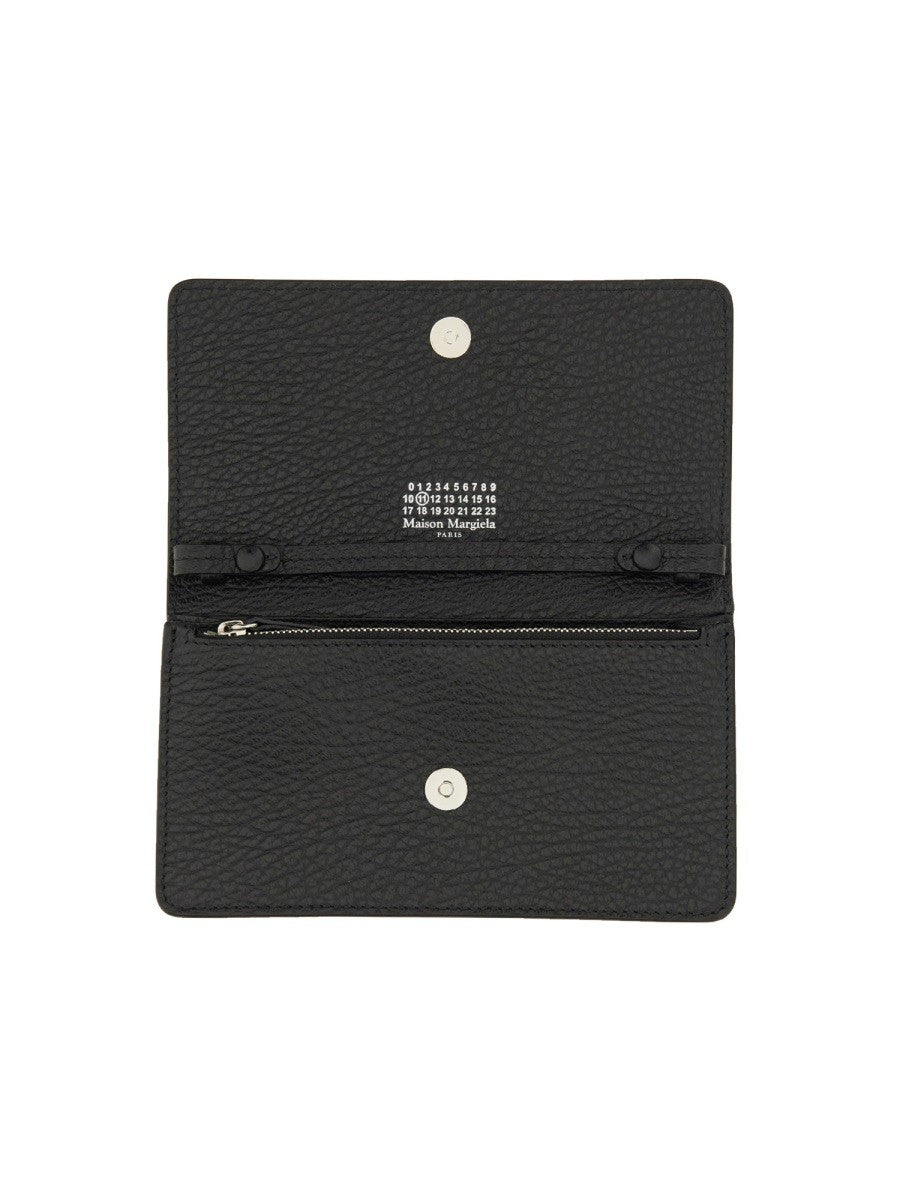 Maison Margiela Unisex Portafoglio Four Stitches Con Catena Black