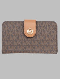 Michael Kors Women's Portafoglio Medium Con Stampa Ciondolo MK Pop Brown