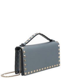 Valentino Women's Portafoglio Rockstud Con Catena Grey