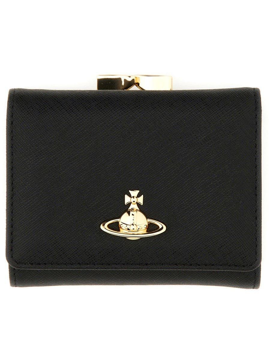 Vivienne Westwood Women's Portafoglio Small Frame Con Dettaglio Orb Black