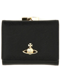 Vivienne Westwood Women's Portafoglio Small Frame Con Dettaglio Orb Black