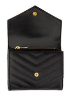 Saint Laurent Women's Tri Fold Cassandre Wallet Black, view 3