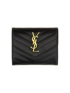 Saint Laurent Women's Tri Fold Cassandre Wallet Black