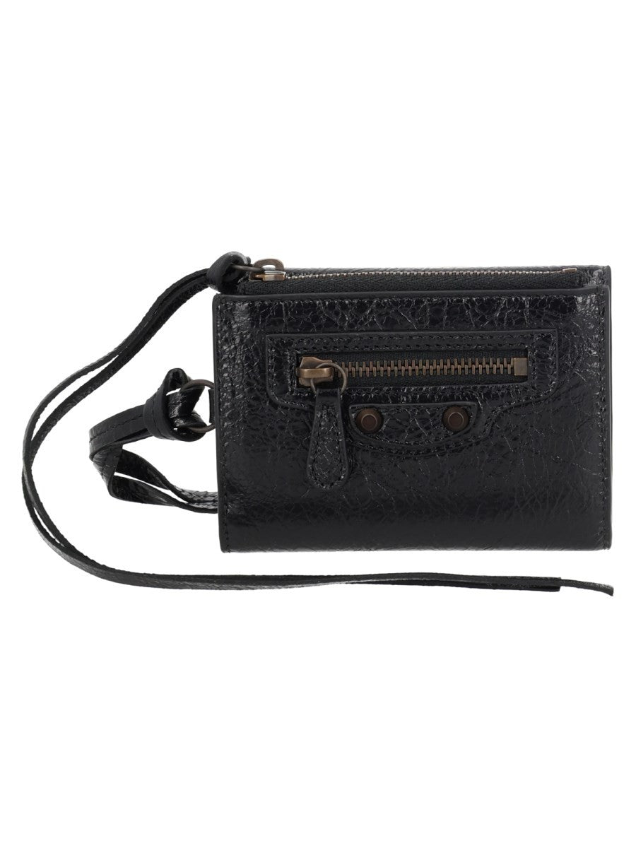 Balenciaga Men's Trifold Wallet with LE City Crossbody Bag Black