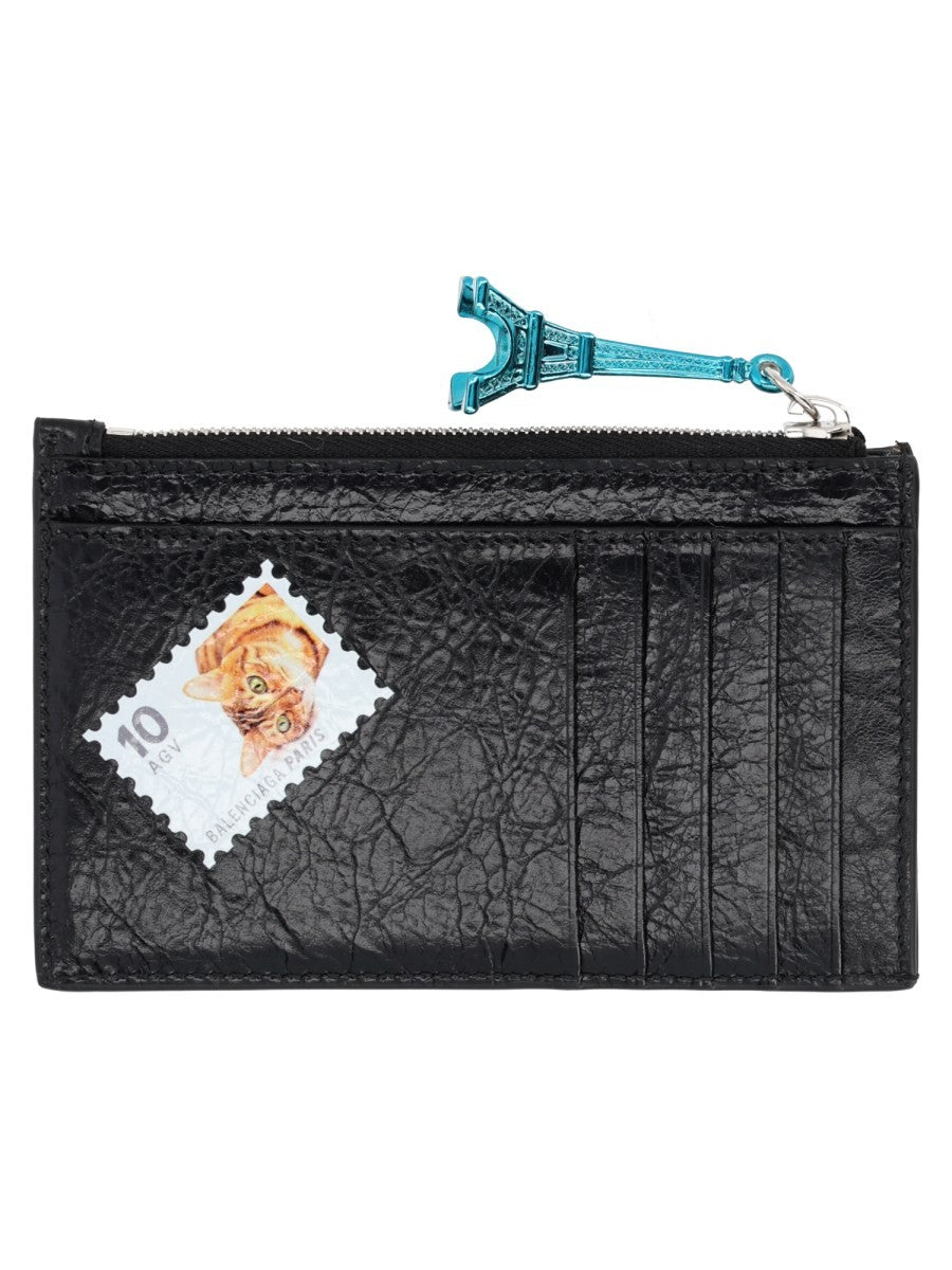 Balenciaga Men's Portamonete Con Portacarte in Pelle Black