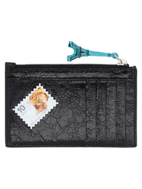 Balenciaga Men's Portamonete Con Portacarte in Pelle Black