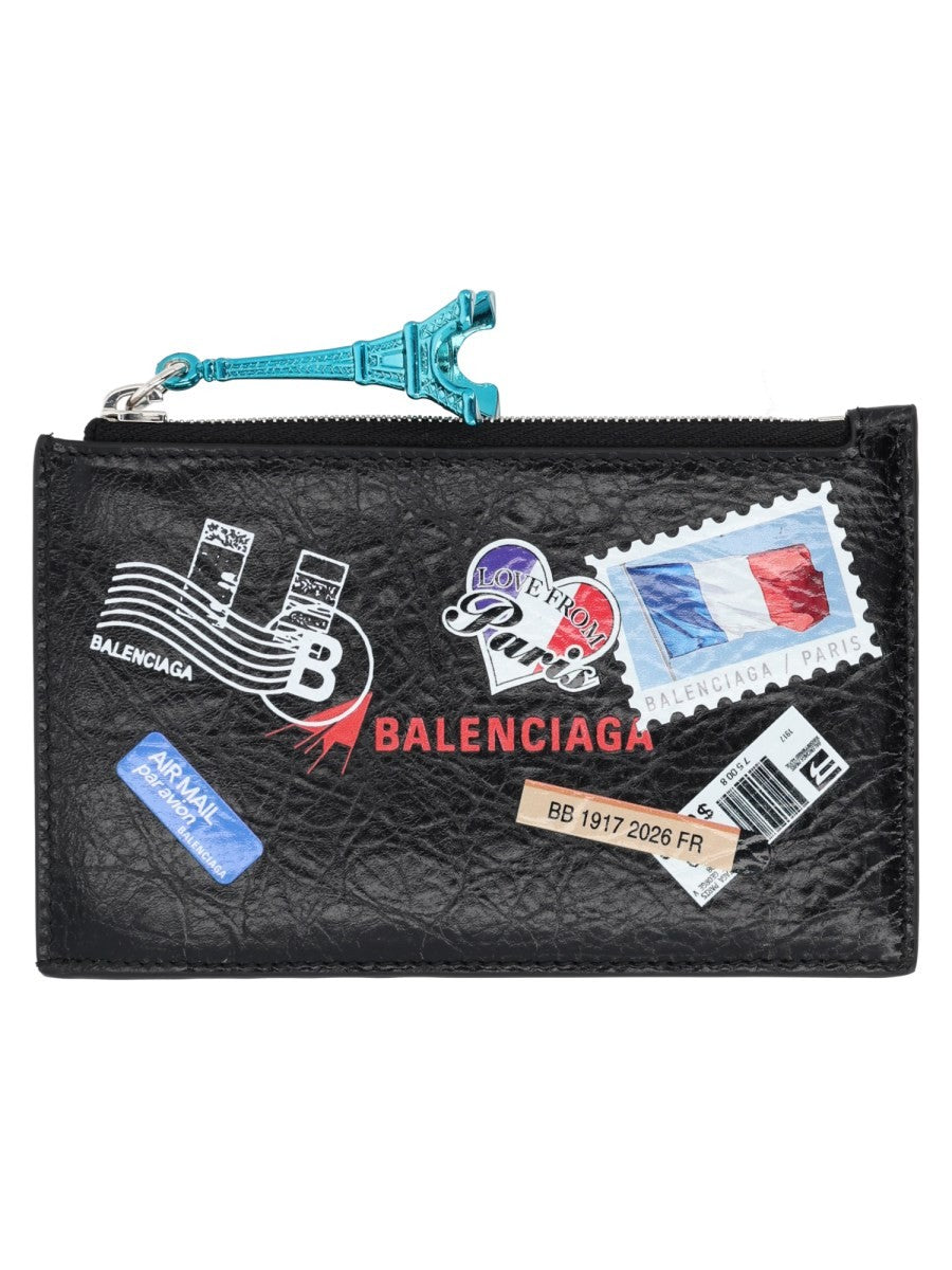 Balenciaga Men's Portamonete Con Portacarte in Pelle Black