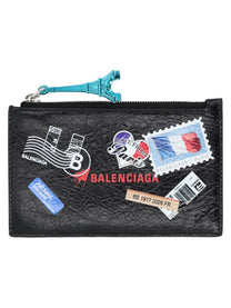 Balenciaga Men's Portamonete Con Portacarte in Pelle Black