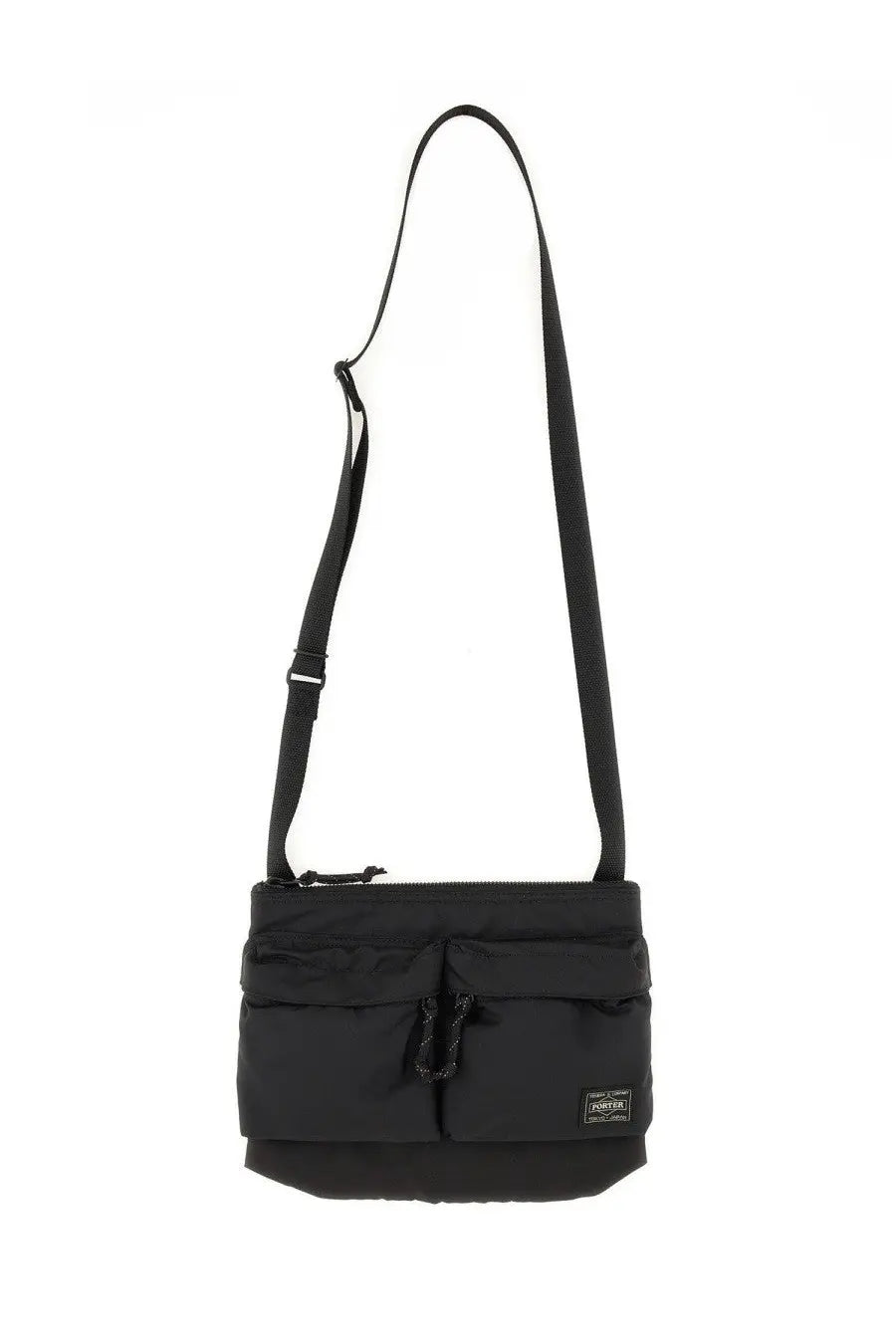 Porter-Yoshida &amp; Co men’s borsa spalla Force black leather crossbody bag with multiple pockets and adjustable strap