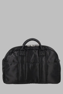 Porter-yoshida &amp; co men’s borsa tanker boston large black nylon duffel bag with quilted top handles and silver zipper hardware