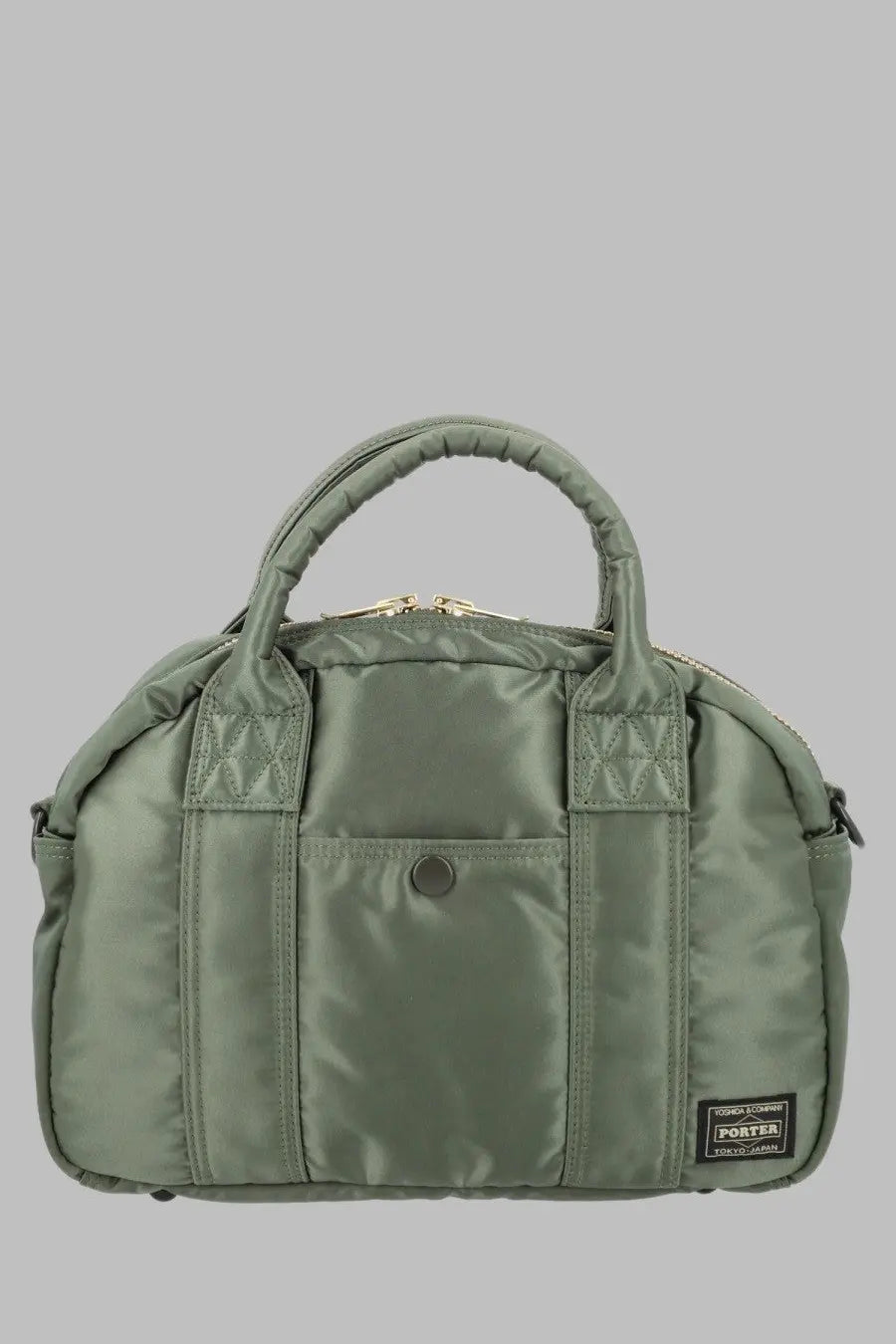 Olive green nylon porter-yoshida &amp; co men’s borsa tanker boston small handbag with quilted handles and black logo patch