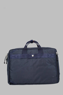 Navy blue nylon Porter-Yoshida &amp; Co men’s valigetta 3way briefcase with reinforced straps and silver-toned hardware