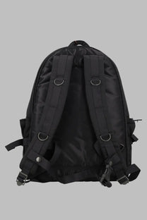 Porter-yoshida &amp; co men’s zaino tanker black nylon backpack with adjustable shoulder straps and metal d-rings back view