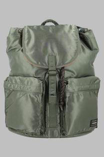 Porter-Yoshida &amp; Co men’s zaino olive green nylon backpack with multiple pockets and front flap closure
