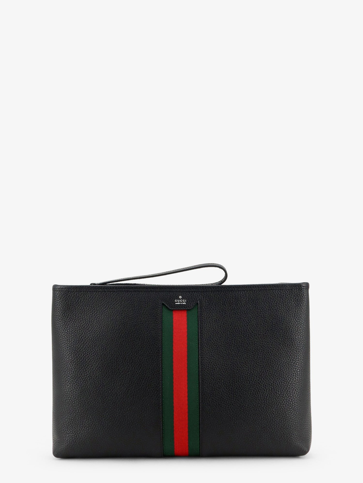Gucci Men's Portfolio Grained Leather Clutch Black