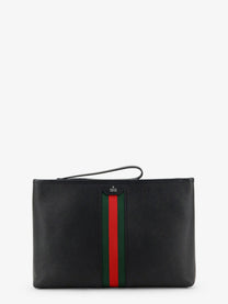 Gucci Men's Portfolio Grained Leather Clutch Black