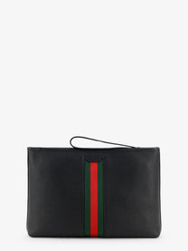 Gucci Men's Portfolio Grained Leather Clutch Black
