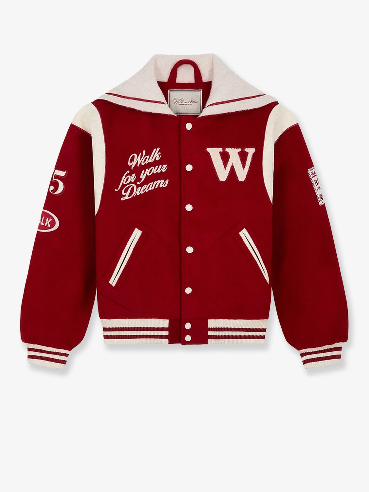 Walk In Paris Men's Postman Varsity Wool Blend Jacket Red