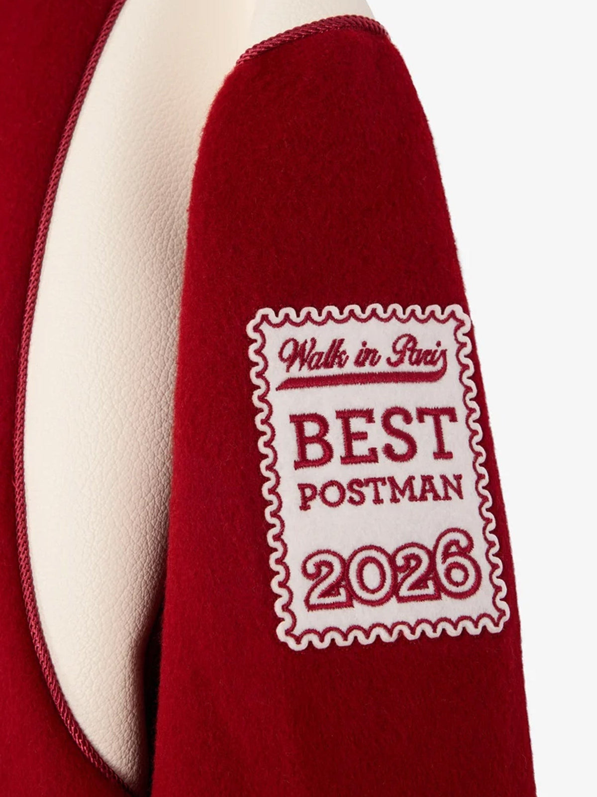 Walk In Paris Men's Postman Varsity Wool Blend Jacket Red