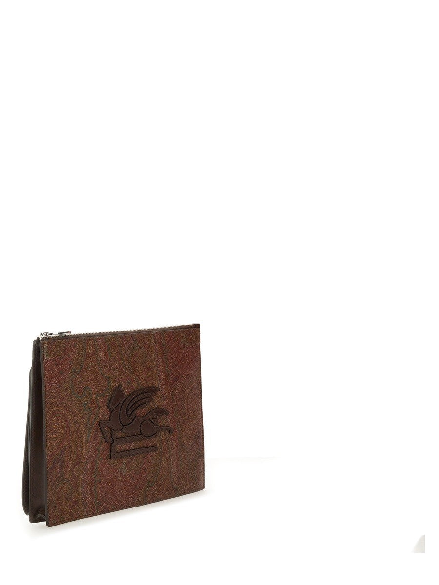 Etro Men's Dpp Pouch Essential Paisley Brown