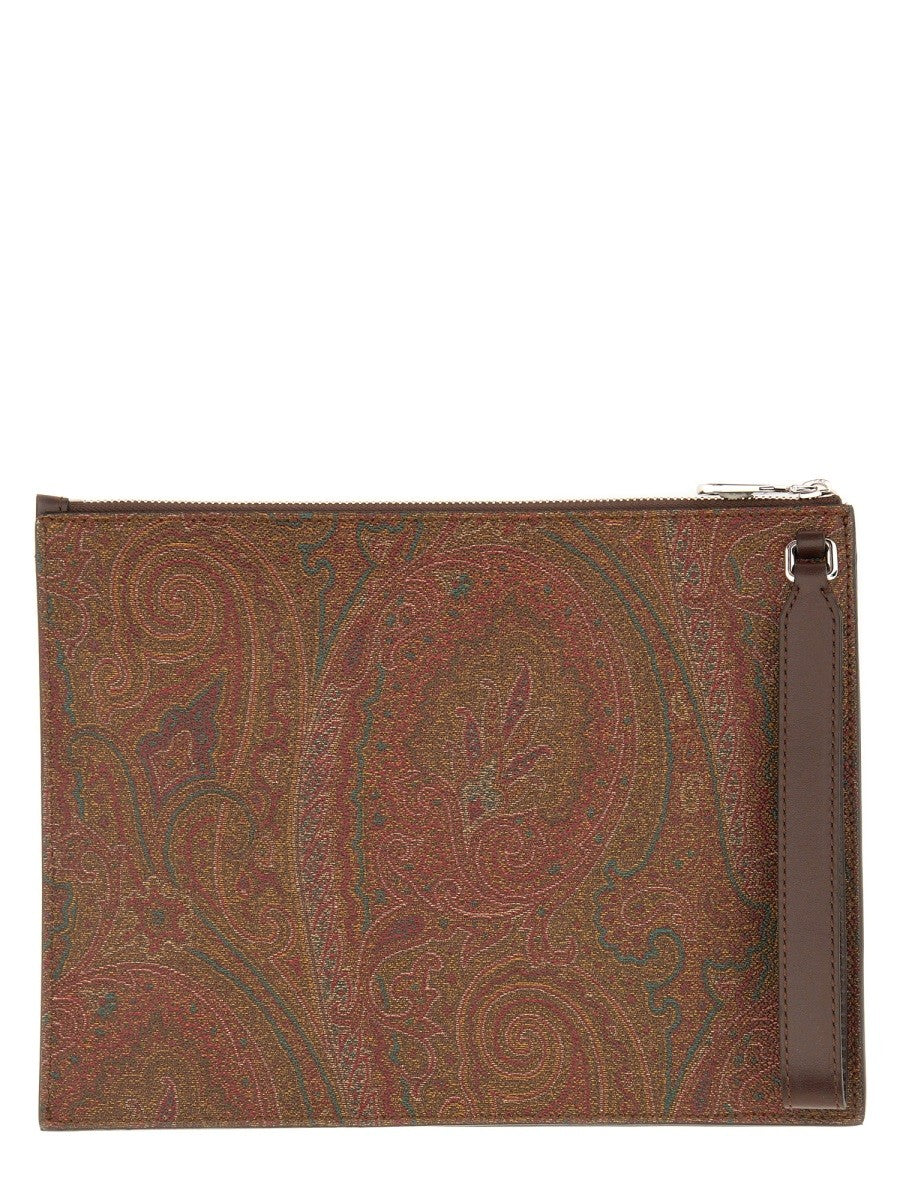 Etro Men's Dpp Pouch Essential Paisley Brown