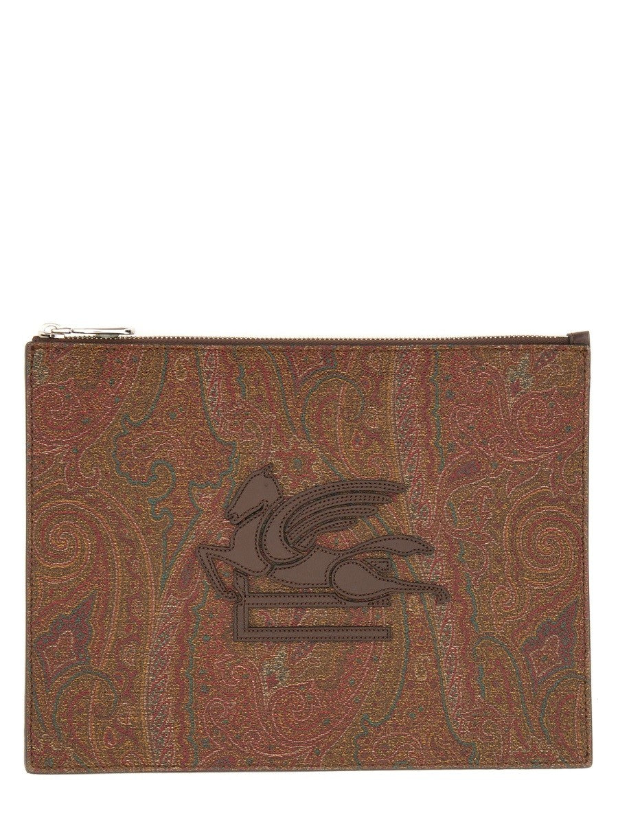 Etro Men's Dpp Pouch Essential Paisley Brown