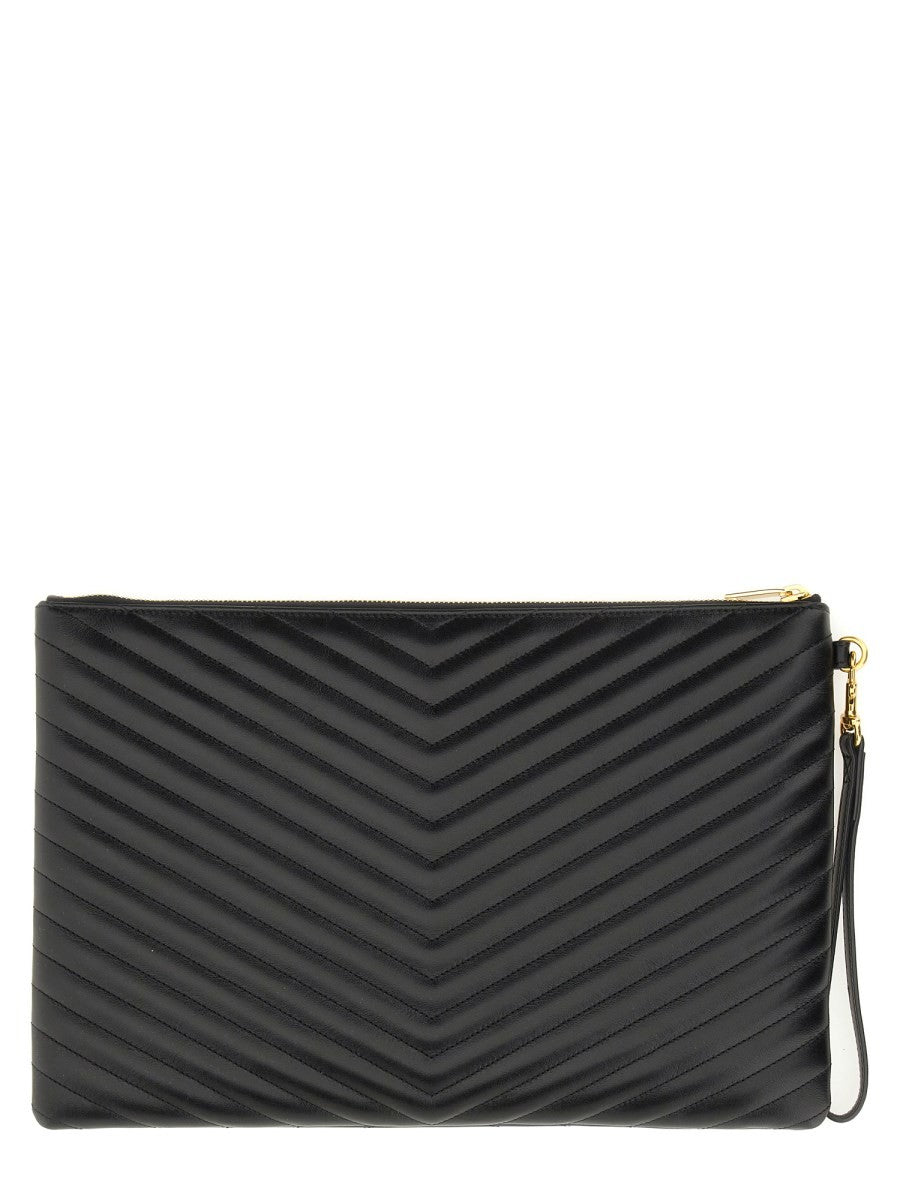 Saint Laurent Women's Cassandre Leather Pouch Black Saint Laurent