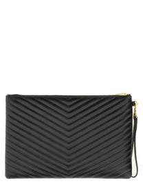 Saint Laurent Women's Cassandre Leather Pouch Black Saint Laurent