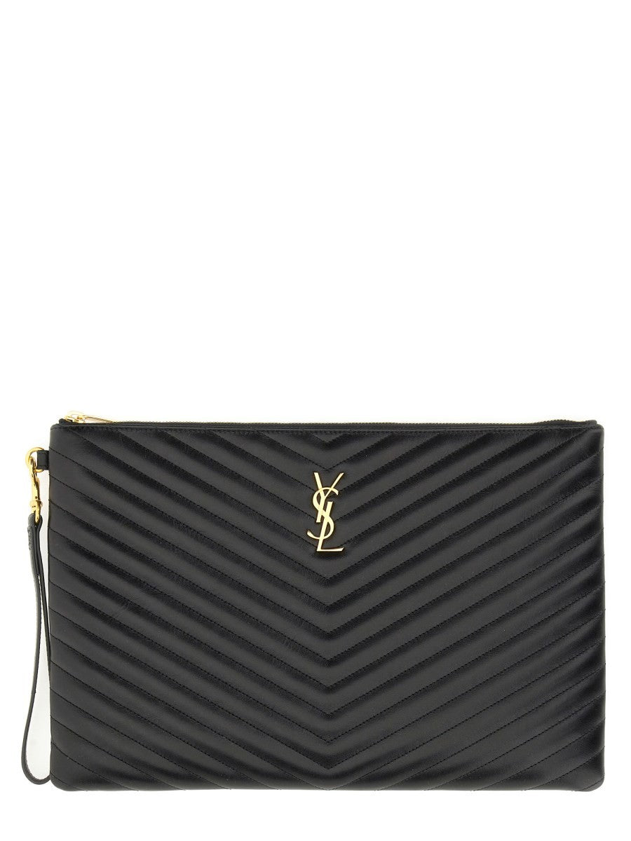 Saint Laurent Women's Cassandre Leather Pouch Black Saint Laurent