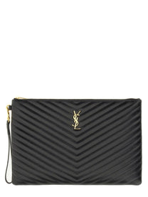 Saint Laurent Women's Cassandre Leather Pouch Black Saint Laurent