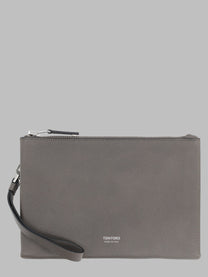Tom Ford Men's Pouchette Minimal Sottile in Pelle Fiore Con Cinturino DA Polso Grey