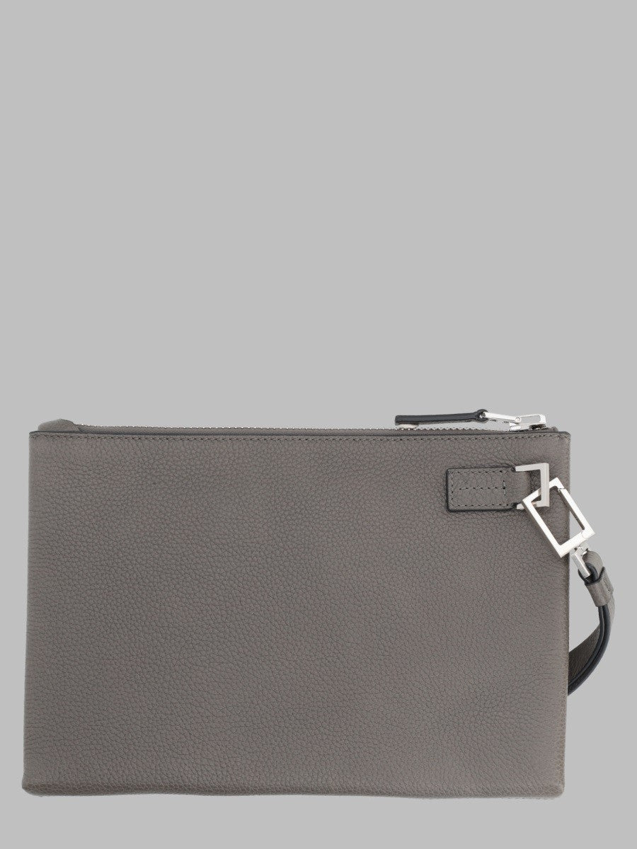Tom Ford Men's Pouchette Minimal Sottile in Pelle Fiore Con Cinturino DA Polso Grey