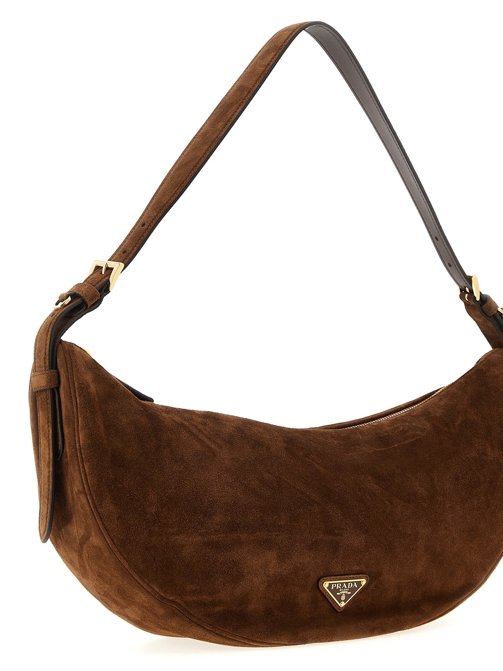 PRADA Prada Demi Lune Large Shoulder Bag Brown