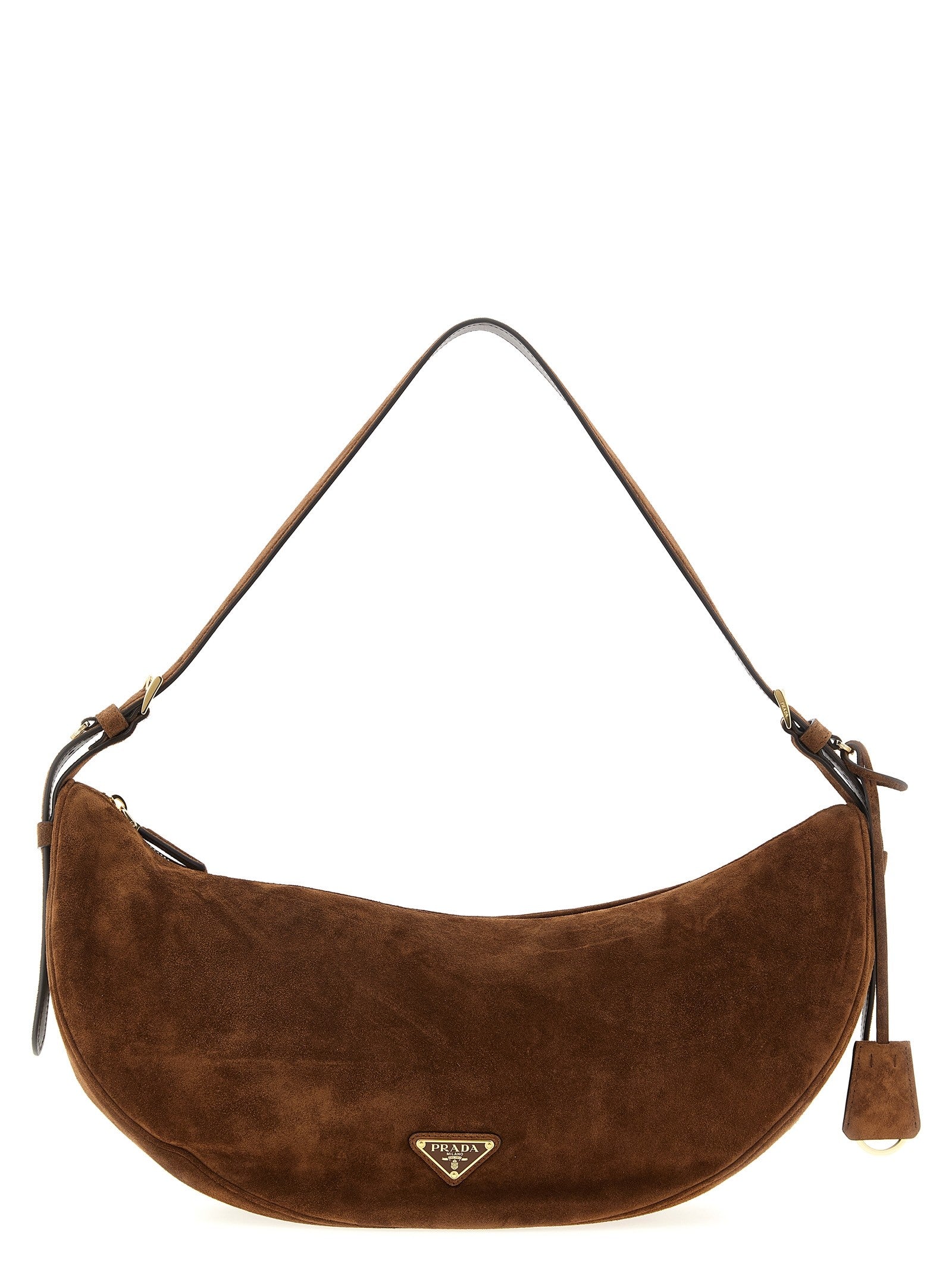 PRADA Prada Demi Lune Large Shoulder Bag Brown