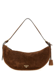 PRADA Prada Demi Lune Large Shoulder Bag Brown
