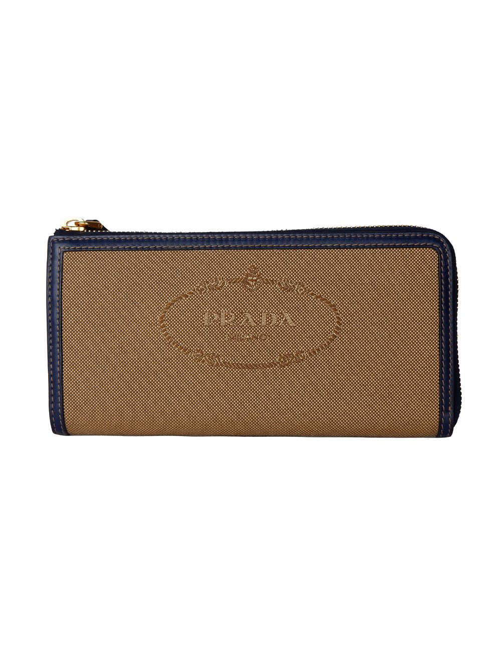 Prada - Prada Rope and Blue Jacquard Logo Zip Wallet - Small Leather Goods